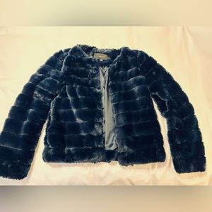 Faux fur jacket, dark blue